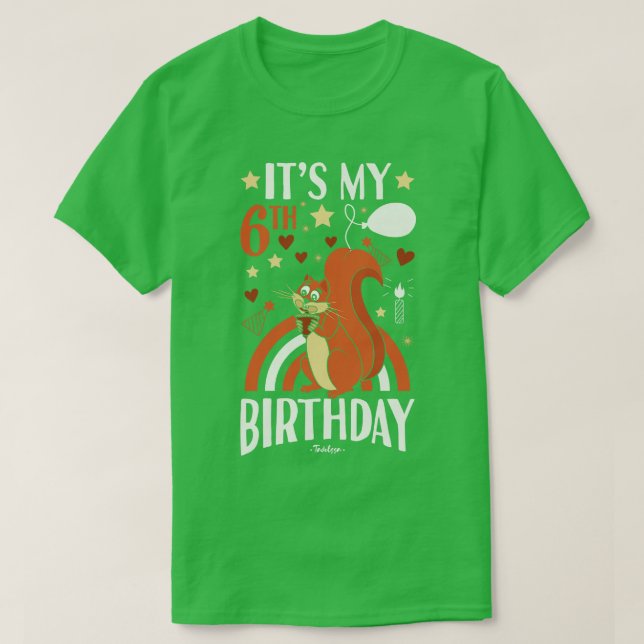 T-shirt Écureuil du 6e anniversaire (Design devant)