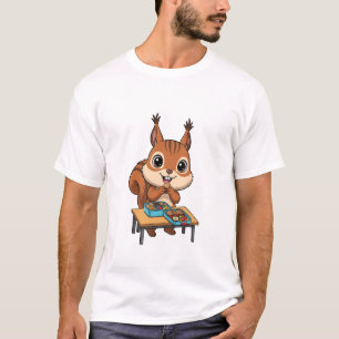 T-shirt Écureuil heureux et mignon mangeant son déjeuner d