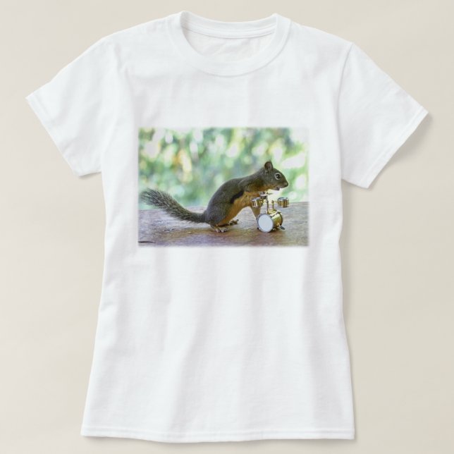 T-shirt Écureuil jouant des tambours (Design devant)