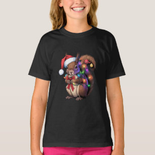 T-shirt Écureuil lumières de Noël Famille de Noël