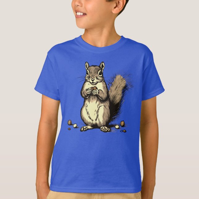 T-shirt Écureuil mignon avec ses noix pour Amoureux des an (Devant)
