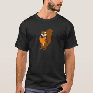 T-shirt Écureuil mignon de bande dessinée avec le livre 