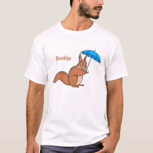 T-shirt Écureuil rouge mignon avec dessin animé parapluie