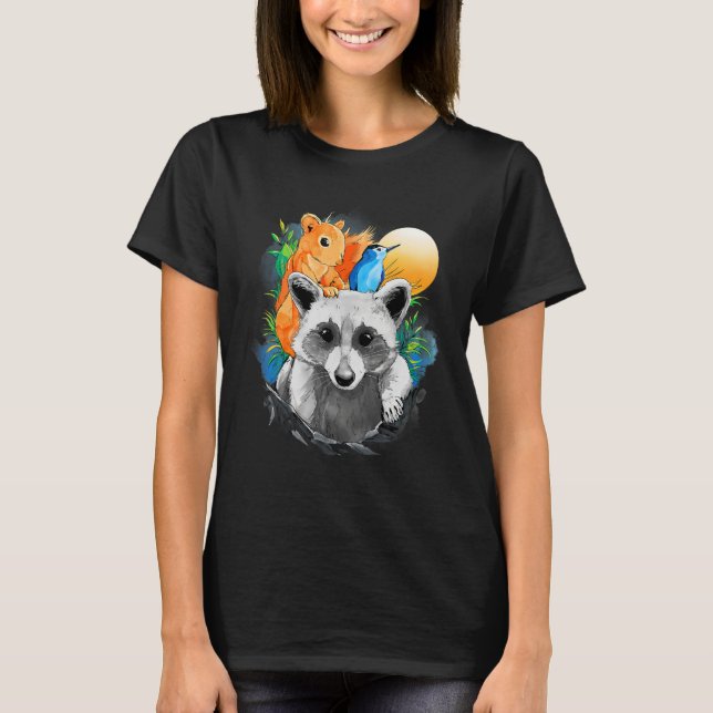 T-shirt Écureuil Soleil des enfants Pic aquarelle Rac (Devant)
