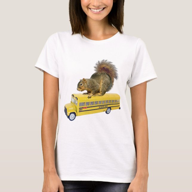 T-shirt Écureuil sur l'autobus scolaire (Devant)