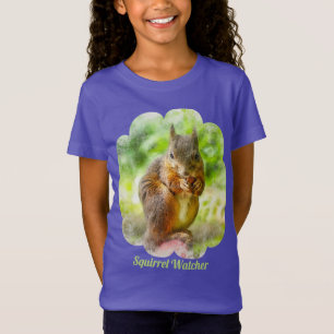 T-Shirt Écureuil Watcher Animal Peinture Artisanale Filles