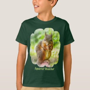 T-shirt Écureuil Watcher Peinture animale Oeuvres d'art En