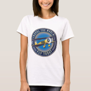 T-shirt Écusson de voyage Travel the World Fly Today