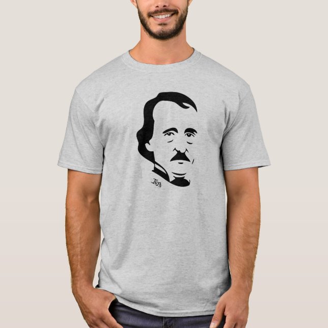 T - Shirt Edgar Allan Poe   (hellgrau) (Vorderseite)