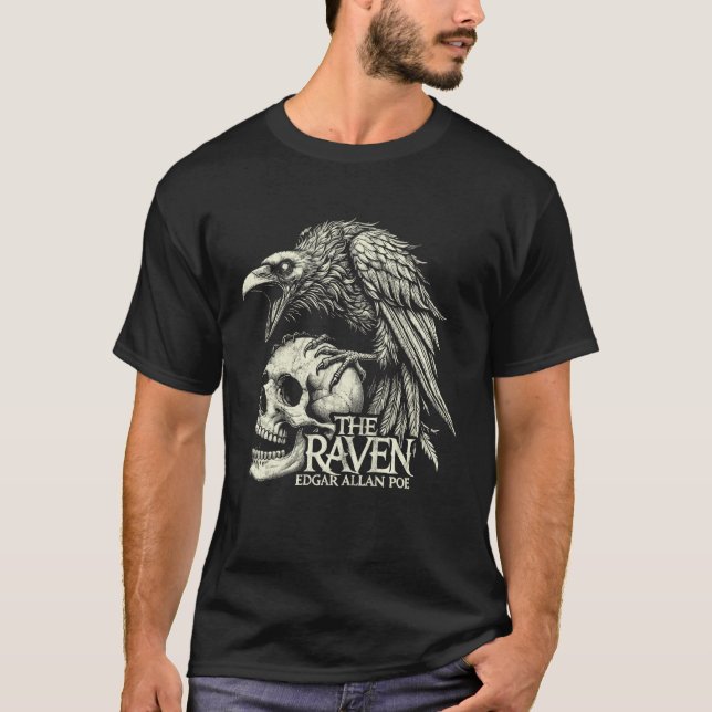T-shirt Edgar Allan Poe Plus Quart Le Corbeau (Devant)