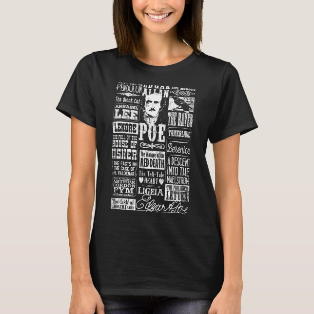 T-shirt Edgar Allan Poe Poèmes Citations Corbeau Littératu (Devant)