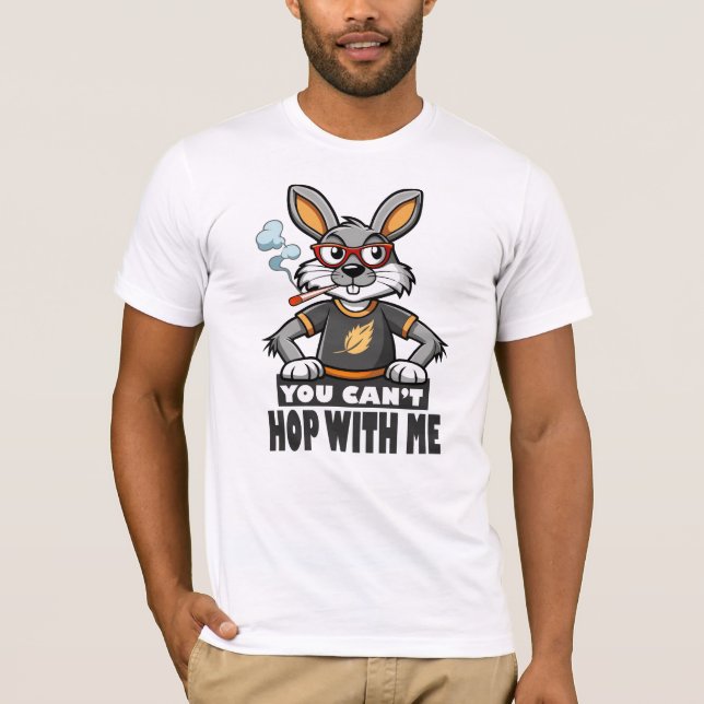 T-shirt Edgy Cartoon Rabbit avec lunettes et cigarette (Devant)
