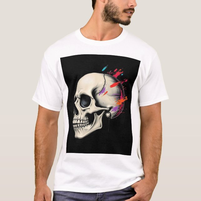 T-shirt Edgy Skull Graphic Hommes- Bold et élégant (Devant)