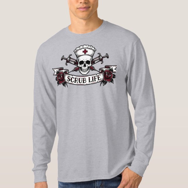 T-shirt Edgy Tattoo Skull Nurse Scrub Life Iphone Case (Devant)