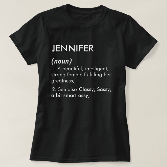 T-shirt Editable Jennifer name definition, custom name (Design devant)