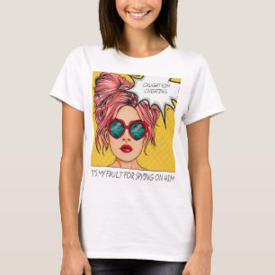 T-shirt Editable L'A Attrapé Tricher Pop Art