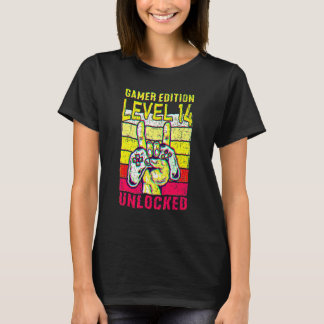 T-shirt Édition joueur de jeux vidéo pour 14 ans Niveau 14