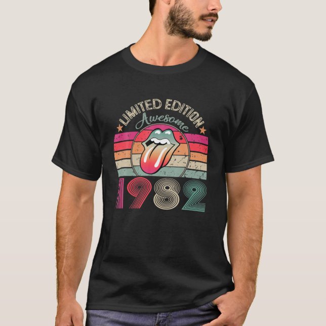 T-shirt Edition Limitée Awesome Anniversaire 1982 40E Retr (Devant)