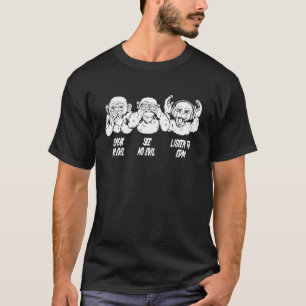 T-shirt EDM disant Trois singes sages pour la danse électr