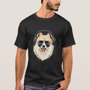 T-shirt EDM House Music DJ Pomeranian Chien Musique Art