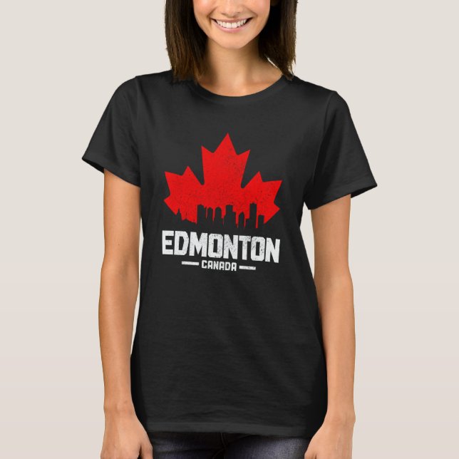 T-shirt Edmonton Alberta Canada Maple Leaf Canadian Flag S (Devant)