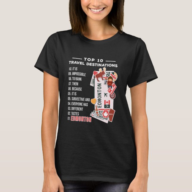 T-shirt Edmonton Top 10 de la meilleure destination Canada (Devant)