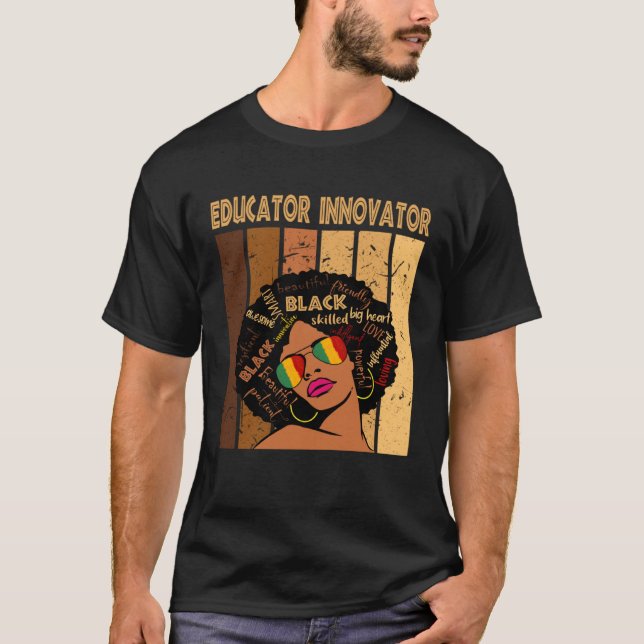 T-shirt Educator Innovator Afro African American Black His (Devant)