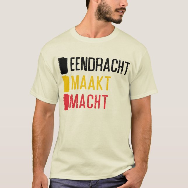 T-shirt Eendracht Maakt Macht Belgian Motto Tee, Belgique (Devant)