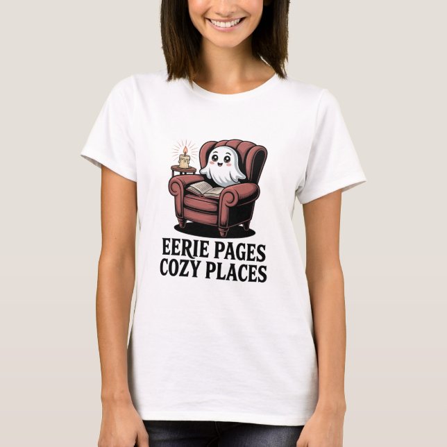 T-shirt Eerie Pages Cosy Places - cosy livre fantôme (Devant)
