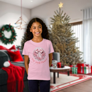 T-Shirt Effet Broderie Rose Noël Bow Joy & Peace