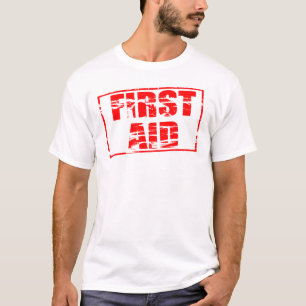 T-shirt Effet de tampon en caoutchouc rouge. Premiers seco