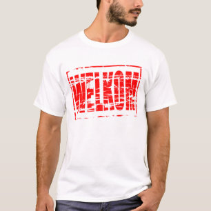 T-shirt Effet de tampon en caoutchouc rouge Welkom (Bienve