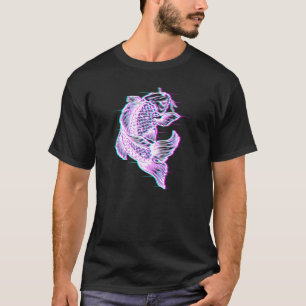 T-shirt Effet Glitch Japonais Koi Poisson 鯉 Vaporwave Aest
