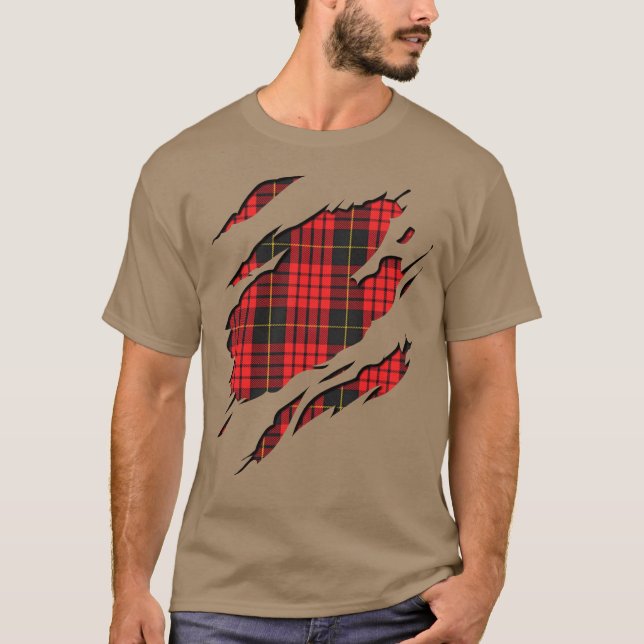 T-shirt Effets de plaid de tartan de MacQueen de clan (Devant)