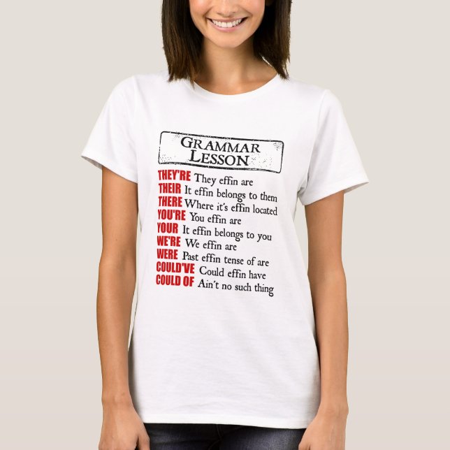 T-shirt Effin Grammar Humour de leçon Ils sont là (Devant)