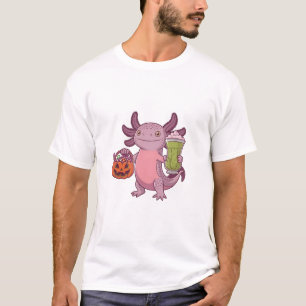 T-shirt Éffrayant Axolotl Holding Matcha et traiter Hallow