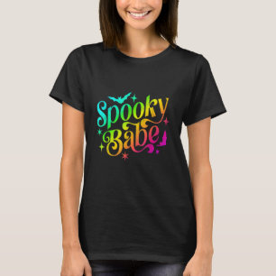 T-shirt Éffrayant Babe Arc-En-Ciel Halloween Trick Ou Trea