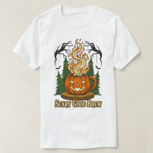 T-shirt Effrayant café Citrouille brun Halloween Art