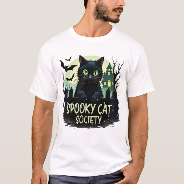 T-shirt Éffrayant Cat Society - Halloween (Devant)