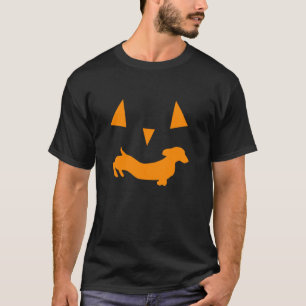 T-shirt Éffrayant Citrouille Dachshund Jack-o'-lantern Hal