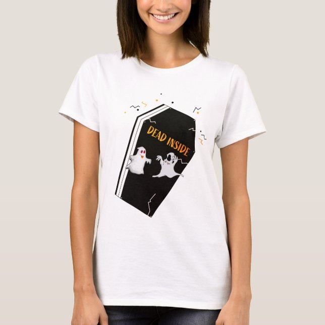 T-shirt Éffrayant Coffin "mort à l'intérieur" des femmes C (Devant)