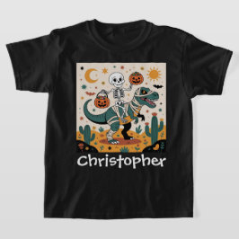 T-shirt Éffrayant Dino Rider - Squelette sur Mummy T-Rex