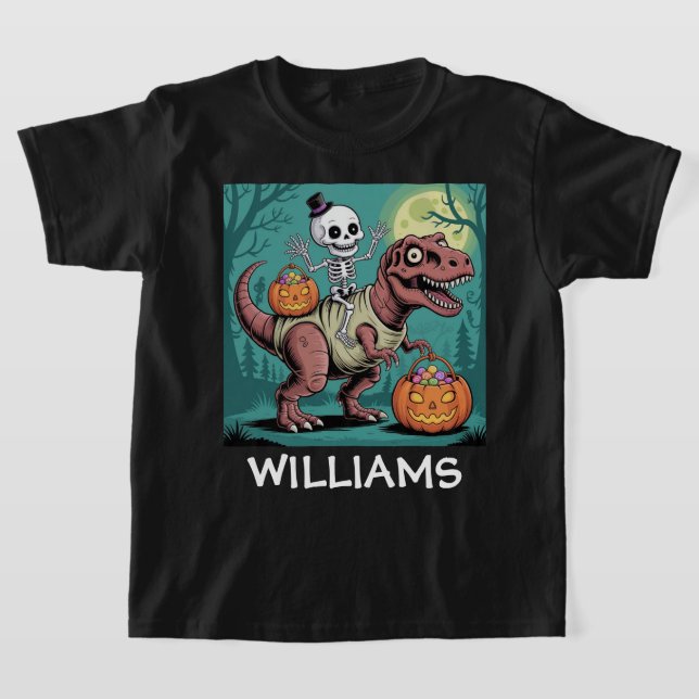 T-shirt Éffrayant Dino Rider - Squelette sur Mummy T-Rex (Poser)