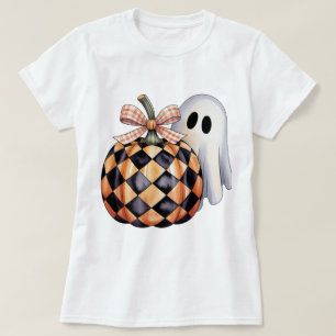 T-shirt Éffrayant Ghost Peek Halloween T-Shirt, Checkere