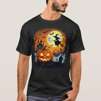 T-shirt Éffrayant Halloween Citrouilles et fantômes | Nuit