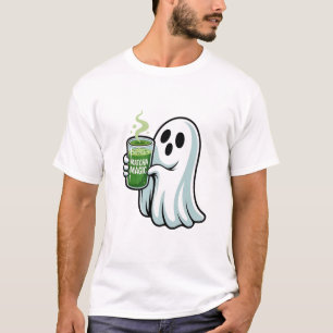 T-shirt Éffrayant Halloween Fantôme Boire Matcha Boire
