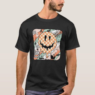 T-shirt Éffrayant Happy Face Drôle Halloween Retro Ghost H