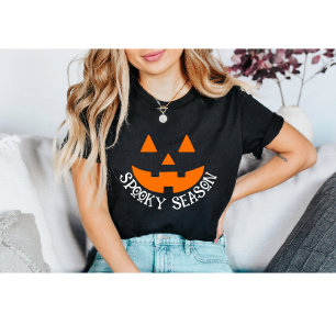 T-shirt Éffrayant Jack-o'-lantern Citrouille Face Hallowee