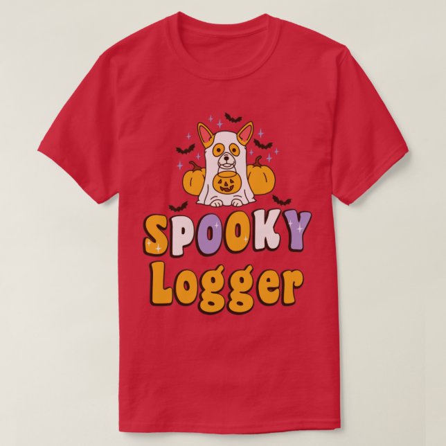 T-shirt Éffrayant Logger Halloween Costume Chien (Design devant)