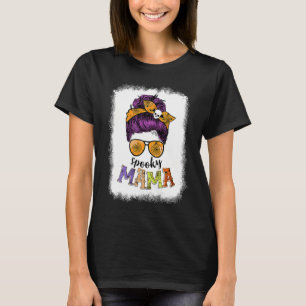 T-shirt Éffrayant Mama Halloween Messy Bun Cheval Crâne Éf